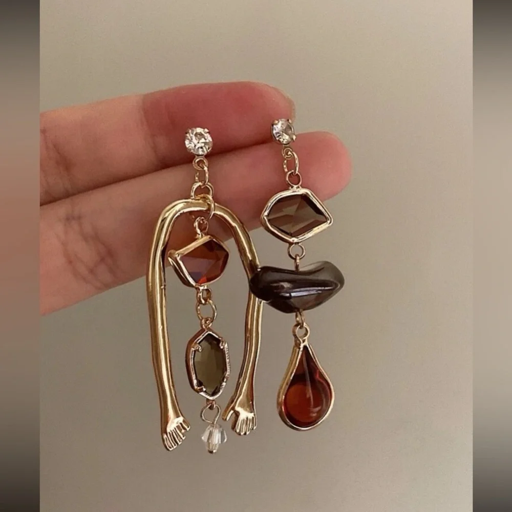 Rhinestone Decor Geometric & Water Drop Earrings - Picture 6 of 6